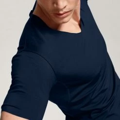 Calida 100% Nature T-Shirt Mit Clean Cut, V-Neck, Compostable 8 Calida 100% Nature T-Shirt Mit Clean Cut, V-Neck, Compostable -CALIDA shop Calida 100 Nature T Shirt V Neck Compostable blau 14080 480 3