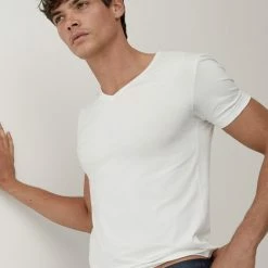 Calida 100% Nature T-Shirt, V-Neck, Compostable -CALIDA shop Calida 100 Nature V Shirt Frackschnitt 14382 910 star white 1