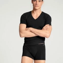 Calida Cotton Code T-Shirt, V-Neck 7 Calida Cotton Code T-Shirt, V-Neck -CALIDA shop Calida Cotton Code V Shirt schwarz 14590 992 2
