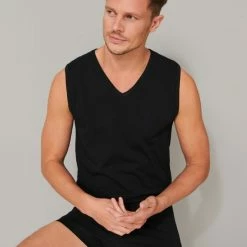 Schiesser 95/5 Organic Tank Top Mit V-Ausschnitt, 2er-Pack -CALIDA shop Schiesser Tagwaesche Standard Tank Top mit V Ausschnitt 2er Pack schwarz 173981 000 3