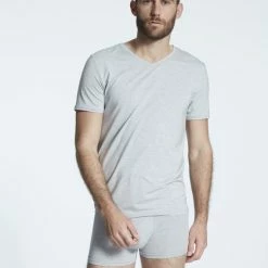 Skiny Bamboo Deluxe Kurzarm-Shirt, V-Ausschnitt -CALIDA shop Skiny Bamboo Deluxe Kurzarm Shirt V Ausschnitt grau 080317 5593 2