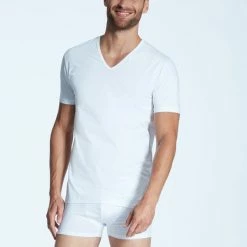 Zimmerli Pure Comfort Kurzarm-Shirt, V-Neck 6 Zimmerli Pure Comfort Kurzarm-Shirt, V-Neck -CALIDA shop Zimmerli Pure Comfort Kurzarm Shirt V Neck weiss 1721462 01 2